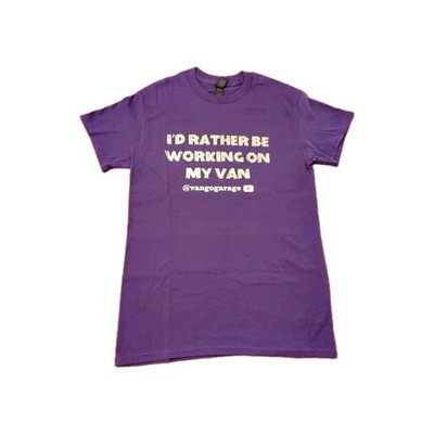 Purple Graphic Men's I'd Rather Be Working On My Van Crew Neck T-Shirt size XL