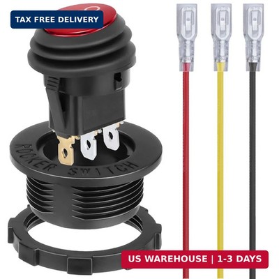 Round Rocker Switch, Toggle Switch 12V, Waterproof Lighted LED On/Off Switch for