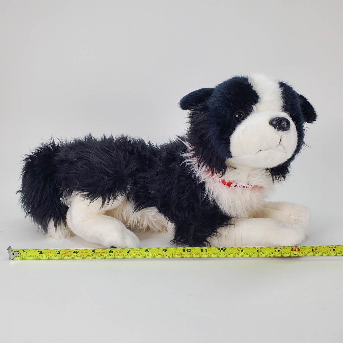 FAO Schwarz Border Collie Plush Dog Black White Stuffed Animal 16