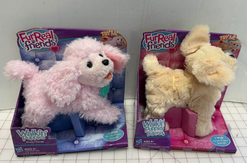 Lot of 2 Furreal Friends Walking Biscuit & Preety Poodle Needs Batteries