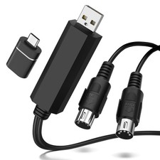 Midi to USB Cable Interface Converter - IN OUT Midi Adapter Wire Cord 6 FT