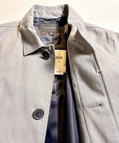 Banana Republic Men’s MAC JACKET-P Gray Lined Cotton Mac Jacket Button M image 8