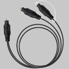 1x2 Digital Audio Splitter Cable, Toslink Fiber Optic 6ft
