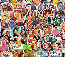 25/50 90's TV Show Sticker Pack-Matte Vinyl- Friends Seinfeld Simpsons