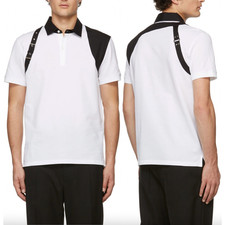 690 Alexander McQueen 2022 White Black Buckle Polo Shirt Unisex size Small