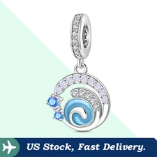 KUNSIR 925 Sterling Silver Water Energy Pendant Charm For European Bracelet DIY