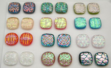 PREMIUM for dangle earrings Lot 24 pcs HANDMADE DICHROIC FUSED GLASS B22 CABS