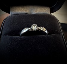 Tiffany & Co Platinum 0.18 Carat VS2 Diamond Harmony Solitaire Ring Size J 1/2