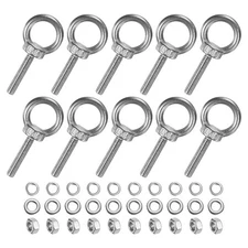 10-Sets Stainless Eyebolt M6x32mm Shoulder Lifting Eye Bolt with Nuts Washers