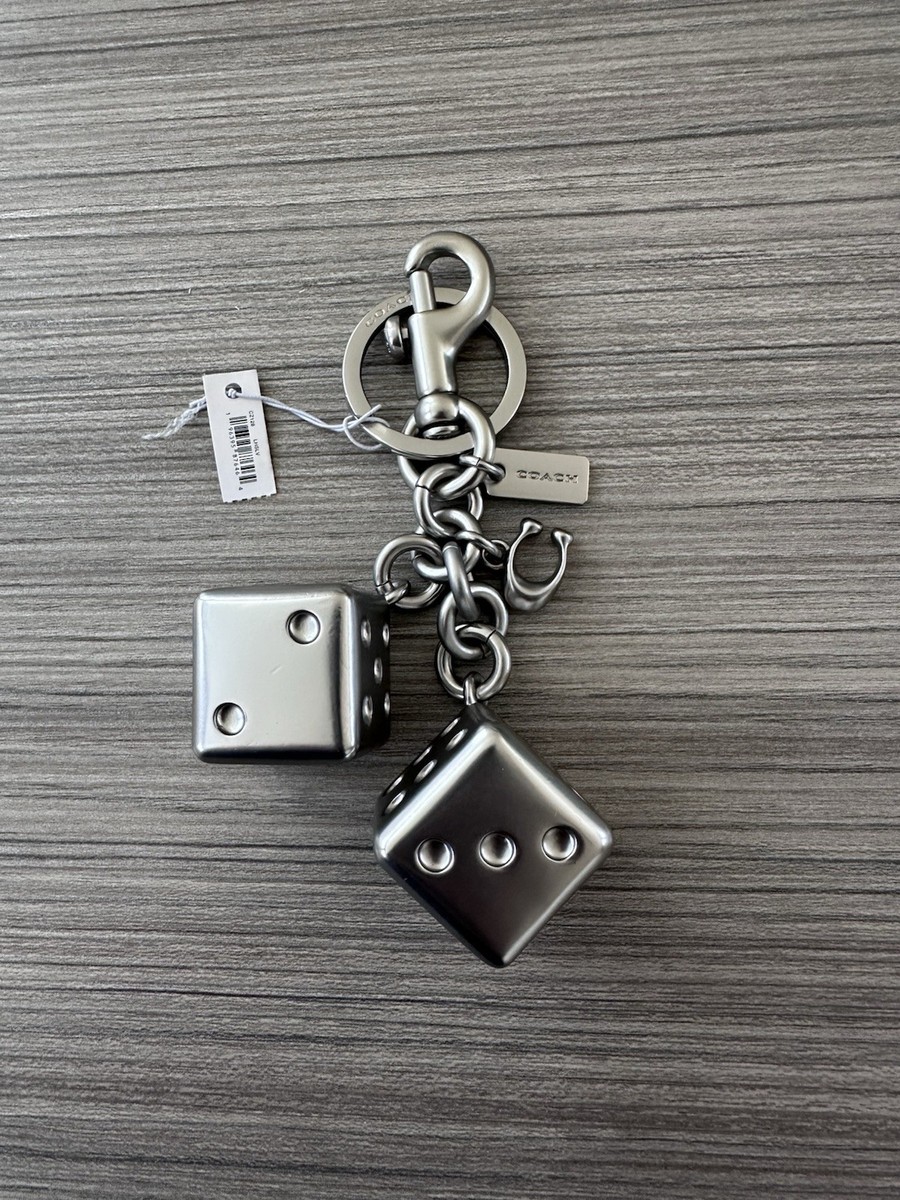 NWT Coach 3D Solid Metal Dice Cluster Bag Charm Keychain Key