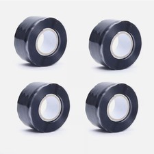 4Pcs Silicone Tape Self Fusing Plumber Electrition Pipe Repair Hose Leak Black