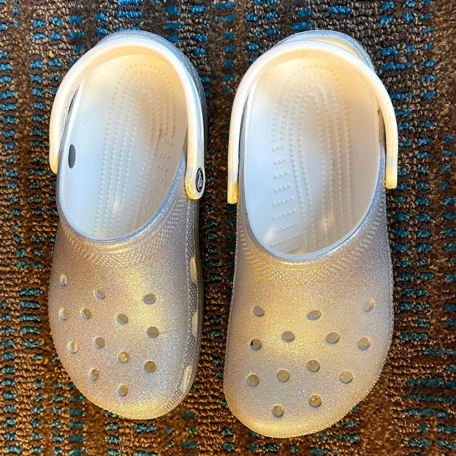 Crocs Clog Silver Unisex Women Men Comfort Sandal Glitter Slip On Shoes Size 6