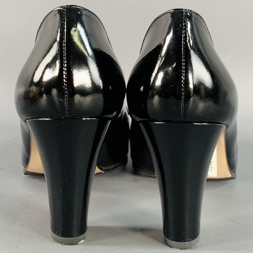 BOTTEGA VENETA Talla 9 Bombas De Cuero Patente Negro Y Dorado Con Hebilla - Imagen 3 de 10