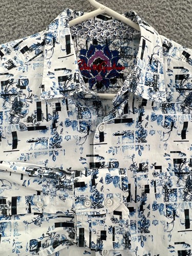 ROBERT GRAHAM INKOM Classic Fit Langarm Hemd Herren XL Weiß Mehrfarbig