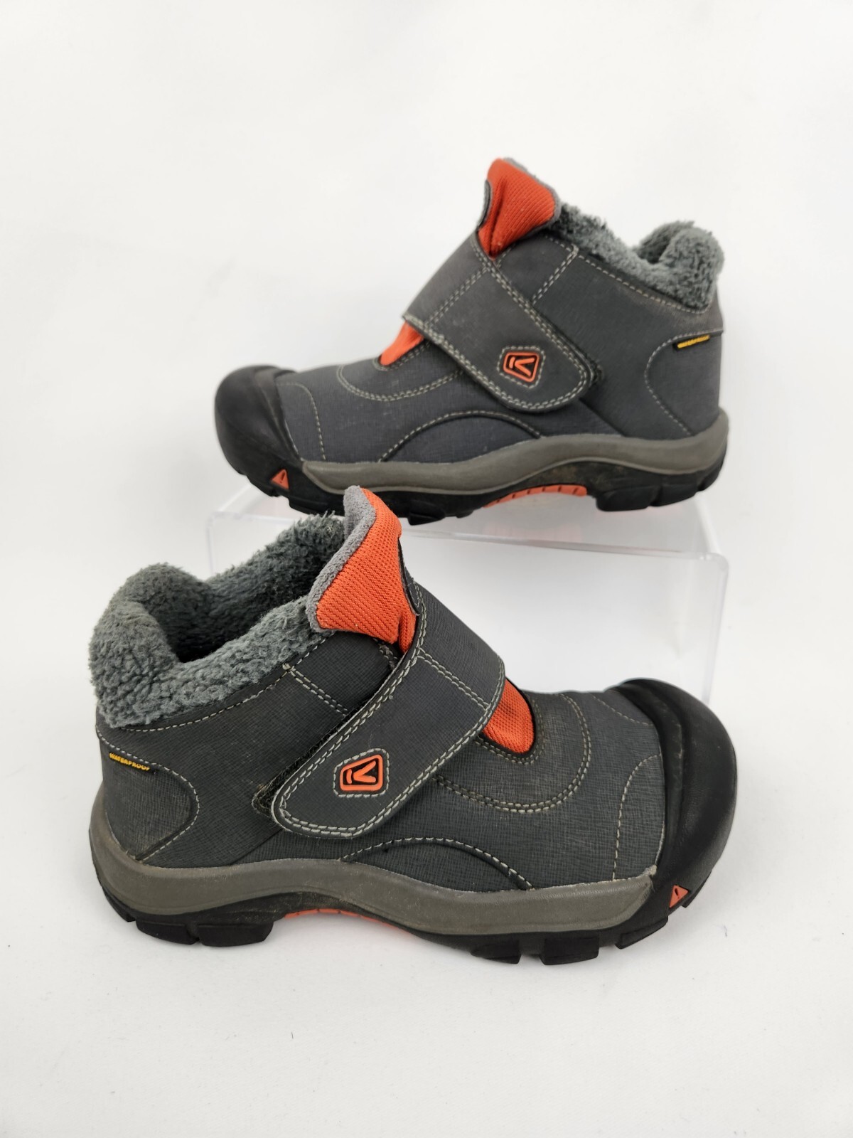 Keen Boots Kootenay bambini giovani taglia 3 grigio pelle foderata pile scarpe da neve invernali