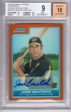 2006 Bowman Chrome Autograph Orange Refractor Jose Bautista 14/25 BGS 9/10 Auto