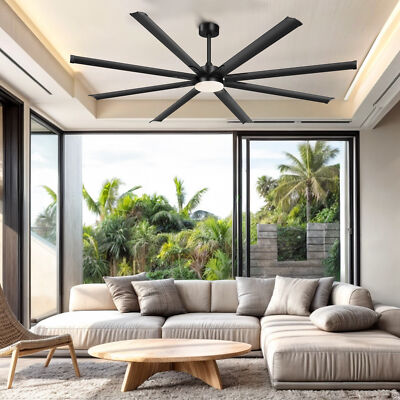 96'' Black Ceiling Fan with Light & Remote Control Commercial Modern Ceiling Fan