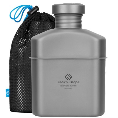 Cook'N'Escape Titanium Canteen [1 Liter Large Capacity] Lightweight...