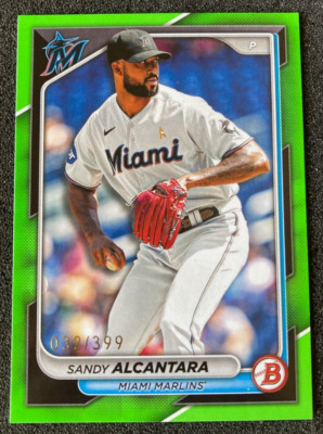 2024 Bowman #8 Sandy Alcantara NEON GREEN /399 SP. Miami Marlins