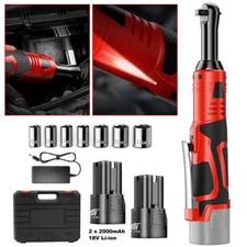 Cordless Ratchet Wrench 3/8 Square Drive, 18V Electric Ratchet Wrench 2 Battery