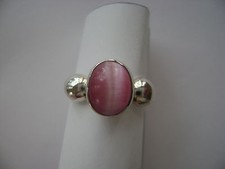 Sterling Silver Pink Crystal Stone Band Ring New