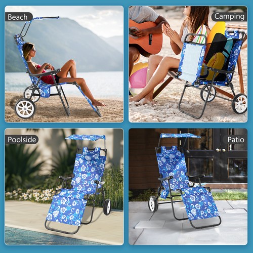 SLSY Folding Beach Cart Chairs with 8‘/10'' Wheels 2 in 1 Beach Chair Cart - Picture 14 of 44