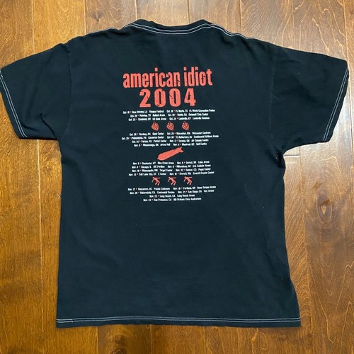 Fruit Of The Loom Vintage Y2K Green Day American Idiot 2004 Tour Black Tee XL - Picture 4 of 8