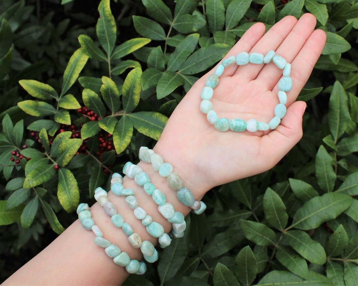 Amazonite Tumbled Gemstone Bracelet 6-8 mm stones (Stretchy US