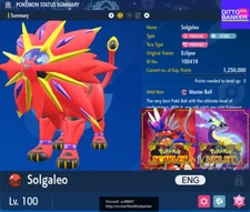 Pokemon Scarlet/Violet ✨ SHINY SOLGALEO Lv100 6IV Adamant (Eclipse Evenț) Tradę 