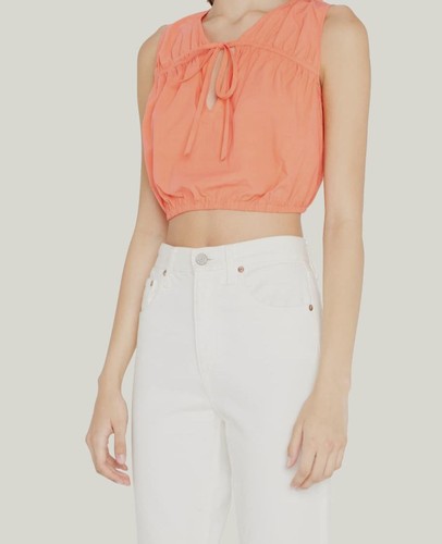 $245 Ciao Lucia Women's Pink Luna Cinch-Tie Crop Tank Top Size S