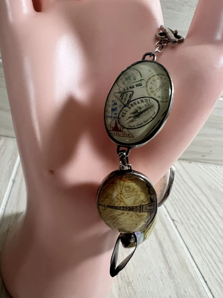 SILPADA Sterling Silver Bracelet TRAVEL Explore Dream Discover Adj. - Image 3 of 4