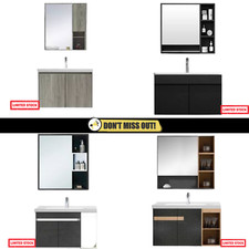 Bathroom Wall Hung Vanity Storage Cabinet Mirror Plywood Furniture With Basin