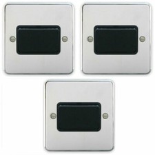 3 x Deta 1949CHB Fan Isolator Switches TP Polished Chrome / Black Insert