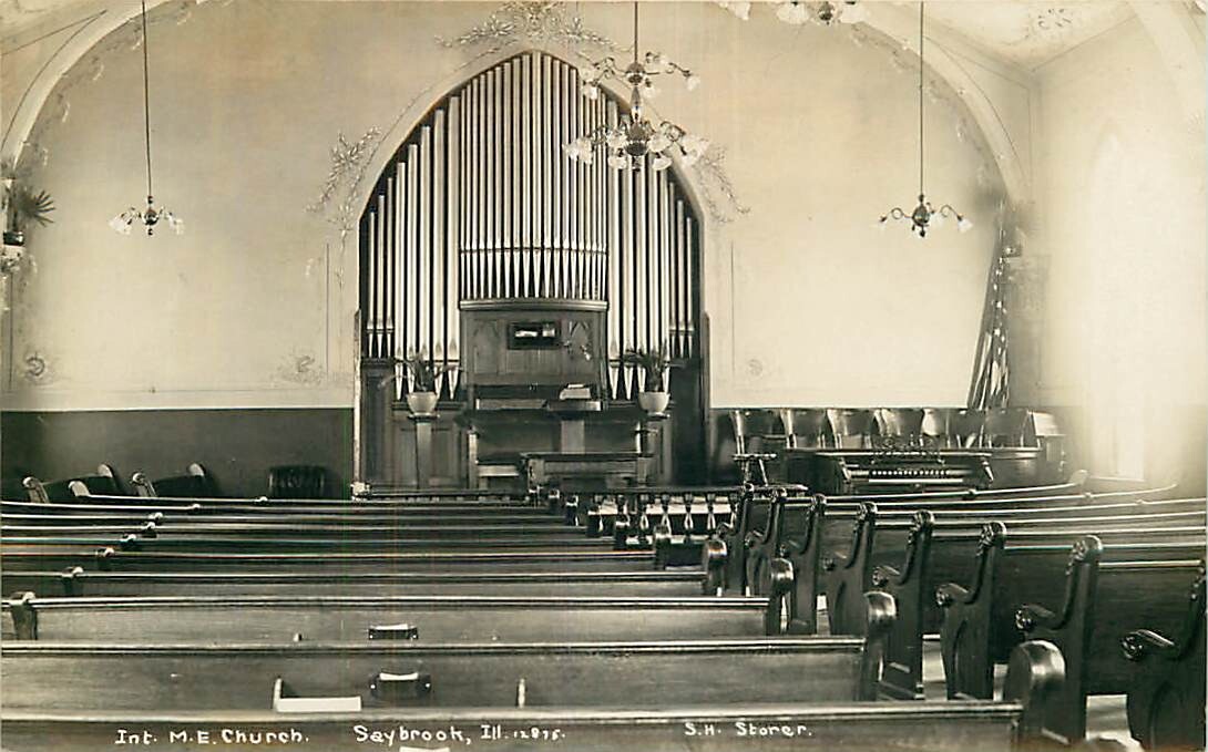 Real Photo Postcard Methodist Episcopal Church Interior, Saybrook