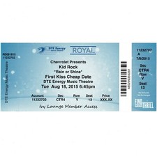 KID ROCK & FOREIGNER Concert Ticket Stub CLARKSTON MI 8/18/15 DTE ENERGY Rare