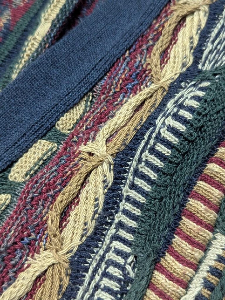 Винтажный 1990-х свитер жилет XL хлопок вязаный абстрактный conte di milano coogi хип-хоп - Изображение 4 из 4