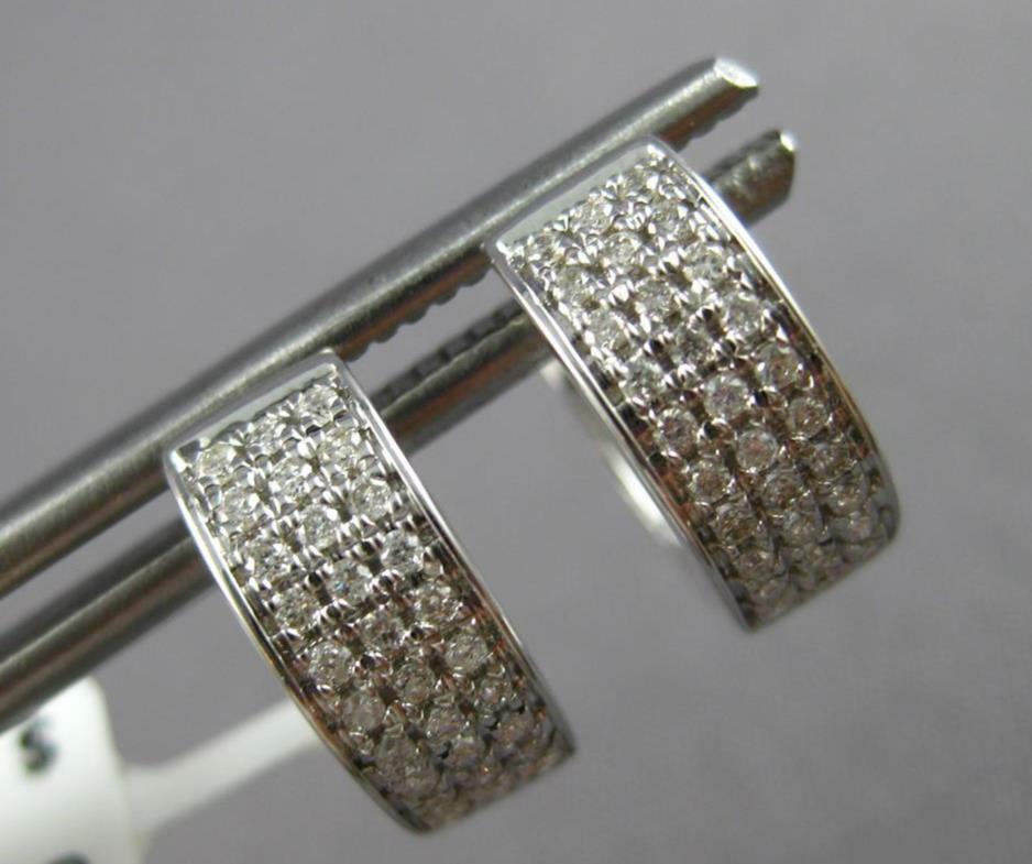 FILA WIDE 4.24CT DIAMOND 14KT WHITE G ROUND 3 ROW FILIGREE HUGGIE HANGING EARRINGS