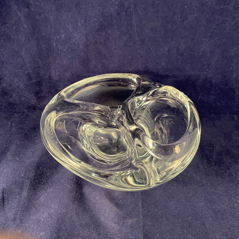 Divided Bowl Clear Glass Art Deco  Clear Pedestal 3 Chamber Paperweight? Murono?