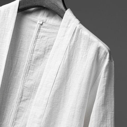 Men Cotton Linen Kimono Open Front Cardigan Jacket Loose Yukata Top Casual - Picture 9 of 14