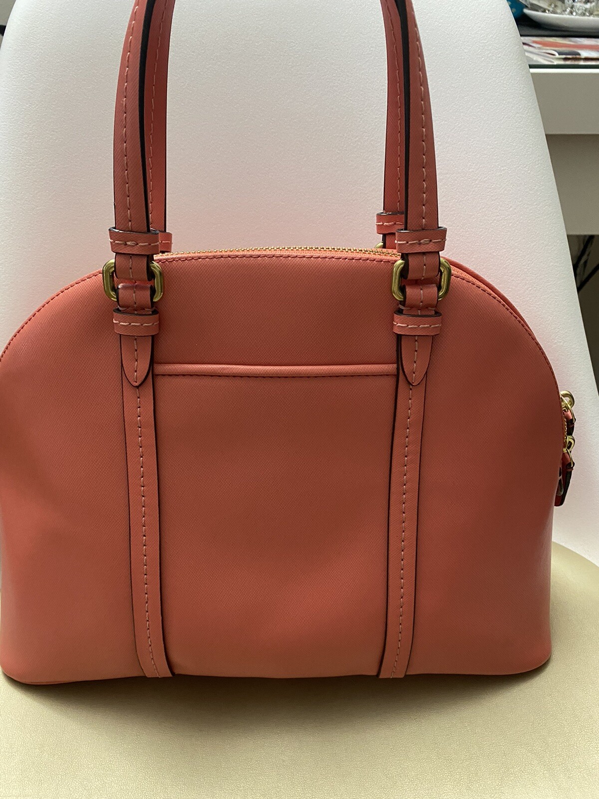 COACH Coral Saffiano Peyton Cora Domed Crossbody Satchel Bag image 5