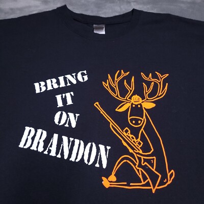 Let's Go Brandon Bring It On Deer Hunting American Tee Shirt Size L Hunter Chud