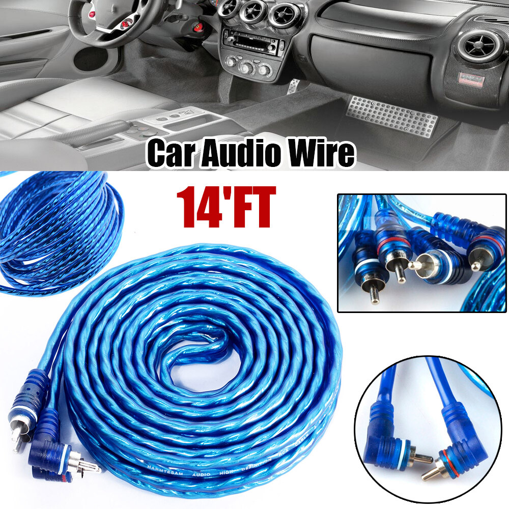 14'FT AMP RCA Car Audio Amplifier Wire Cable Phone Lead Connect For 2CH