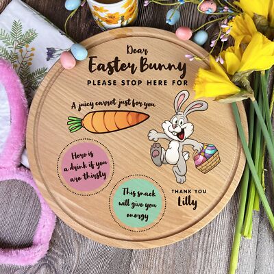 Runder Frohe Osterhase mit Ostereiern Stop Here personalisierte Leckerli Tafel
