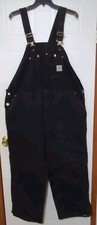 VTG Carhartt R03 Black Duck Bib Overall 50x30 Arctic Quilt Lined Double Knee USA