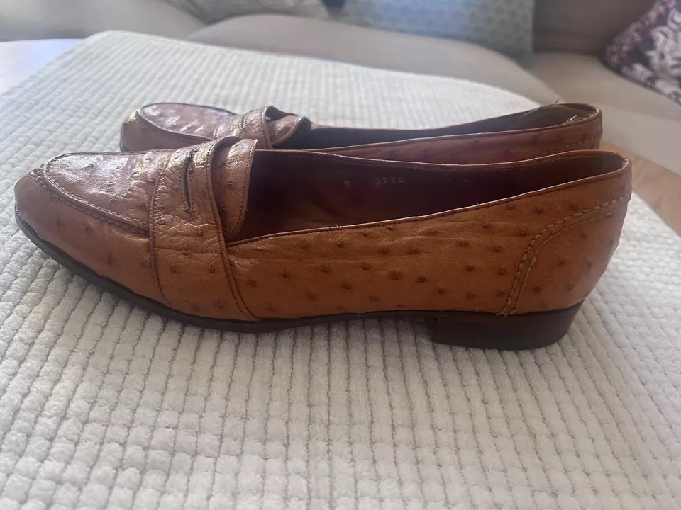 EXCELLENT | POLO RALPH LAUREN 9 D GENUINE OSTRICH FULL QUILL LOAFERS SHOES - Image 2 of 4
