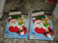 2 Design Works Santa and Teddy Felt Stocking Kit 5264-J lot NEW bin 709