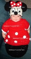 Boutique CROCHETED MINNIE MOUSE HAT and COCOON SET unique BABY gift SHOWER