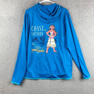 Disney Moana Jacket Womens XL Blue runDisney Fairytale Challenge 19.3 Miles 2022