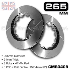 BRAKE DISC / ROTOR 265mm X 24mm 8 BOLT (47mm PAD) 6" PCD - PAIR CMB0408