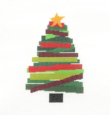 Cabell Stitchery Stackable Green Christmas Tree Handpainted Needlepoint Canvas